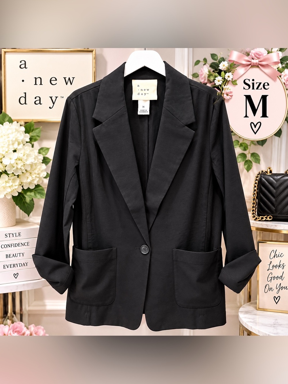 A New Day Women’s Black Oversized Blazer – Size Medium – NWT